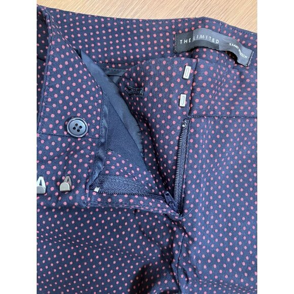 The Limited Exact Stretch Blue/Pink Polka Dot Cropped Cigarette Ankle Pants Sz 4 - Picture 6 of 7